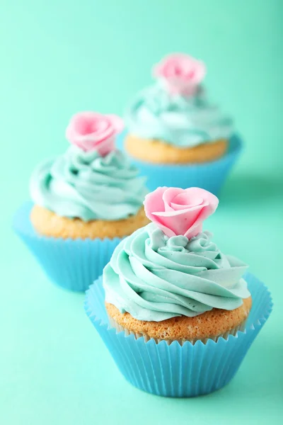 Tasty birthday cupcakes — Stock Photo, Image