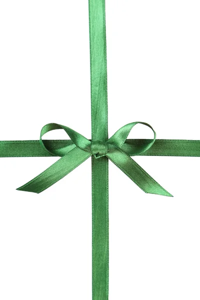 Green ribbon with bow — Stock Photo, Image