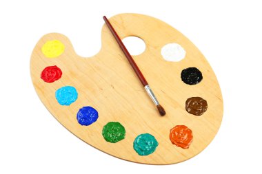 Boyalı ahşap sanat paleti.