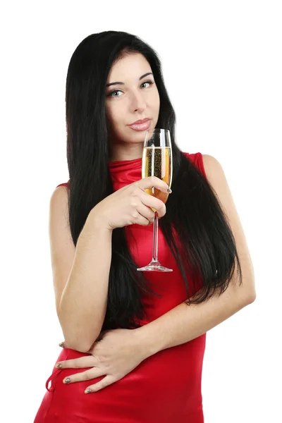 Жінка з келихом шампанського — стокове фото