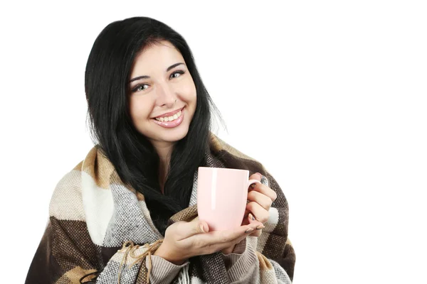 Retrato de mujer joven en cuadros — Foto de Stock