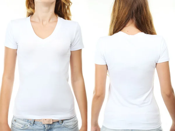 Brunett kvinna i vit skjorta — Stockfoto