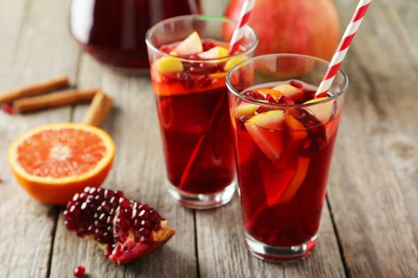 Glasses of sandria with fruits — Stock Photo, Image