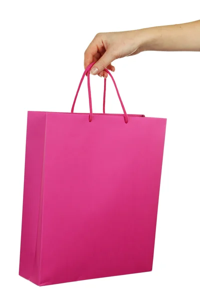 Mão segurando saco de compras — Fotografia de Stock