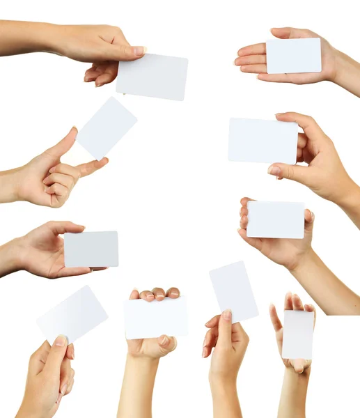 Hands holding a business cards — Stock Photo, Image