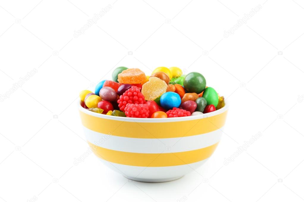 Colorful candies in bowl