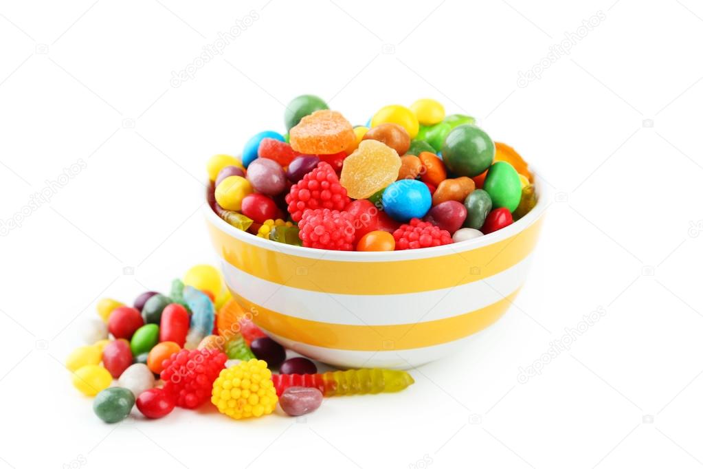 Colorful candies in bowl