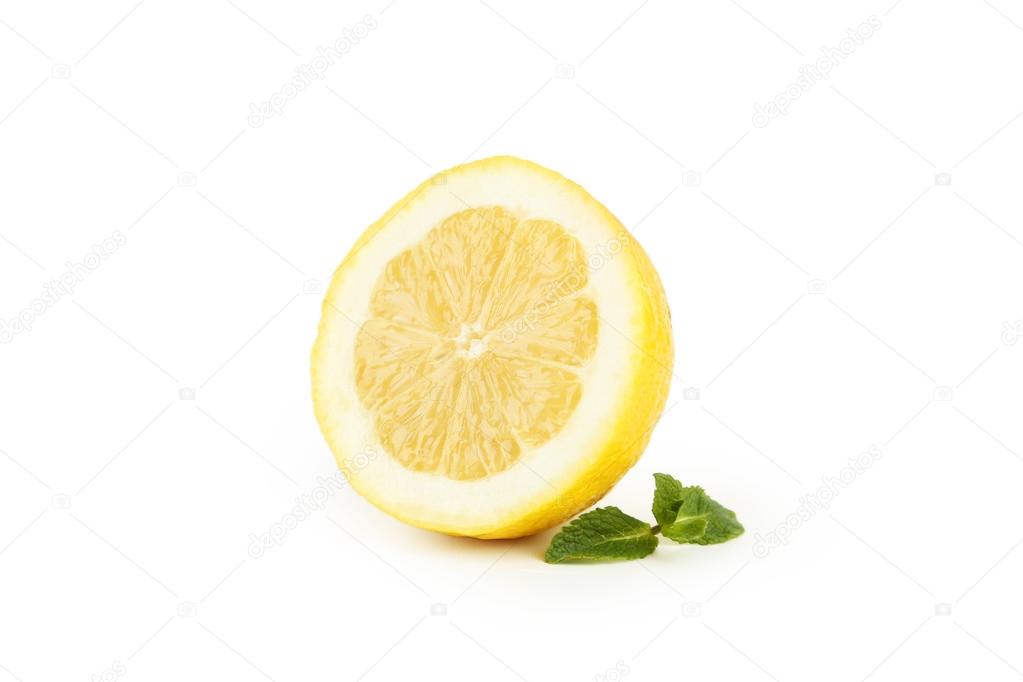 Fresh ripe cutting  lemon with mint