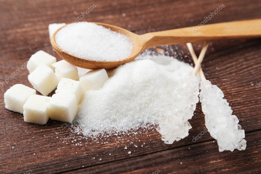 White sugar with spoon