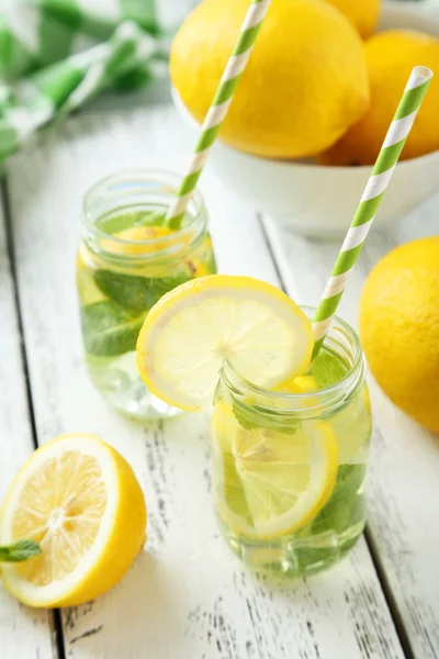 Fresh lemonade with lemons — Stock Photo, Image