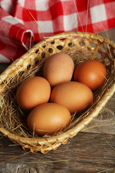 Eggs on wooden background — Stock Photo, Image