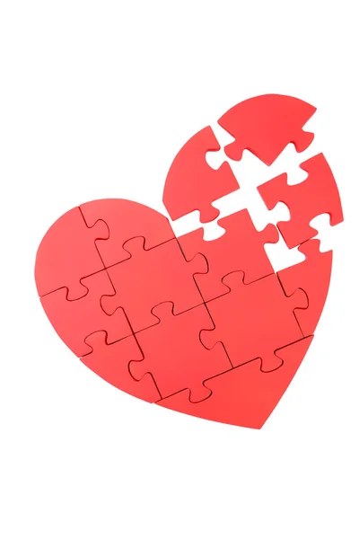 Cuore puzzle rosso — Foto Stock