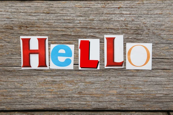 Word Hello in cut out  letters — Stock Photo, Image