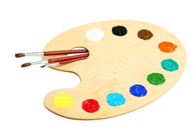 Boyalı ahşap sanat paleti.
