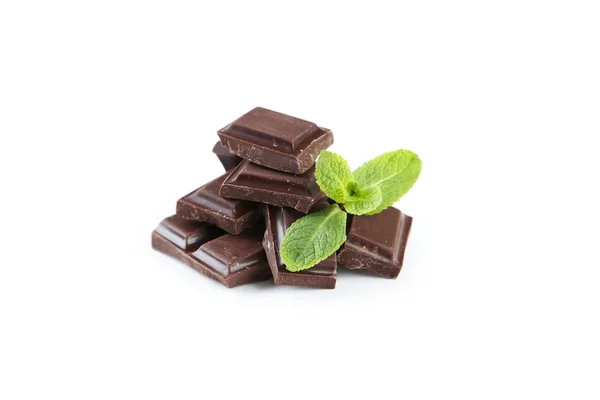 Fresh mint with chocolates — Stock Photo, Image