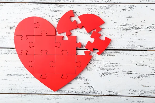 Červená puzzle srdce — Stock fotografie