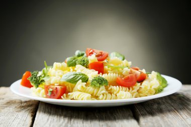 lezzetli pasta plaka üzerinde