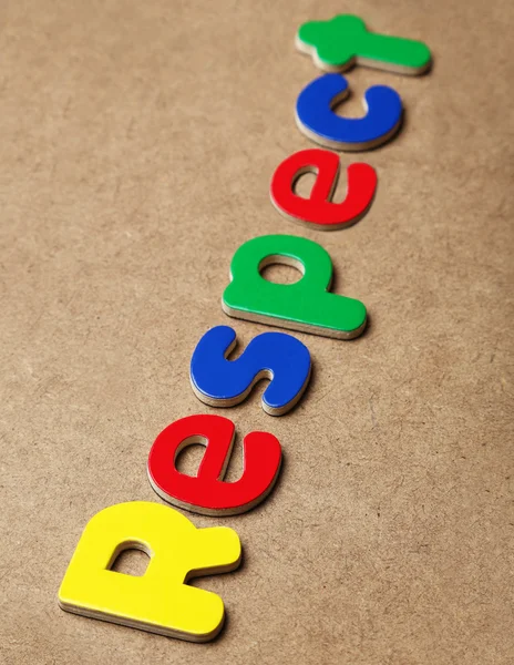 Respecteren van word gemaakt van kleurrijke magneten — Stockfoto