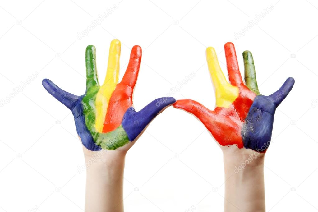Boy hands painted