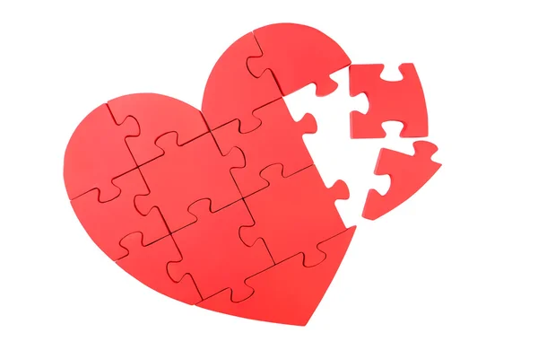 Cuore puzzle rosso — Foto Stock