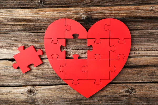 Piros puzzle szív — Stock Fotó
