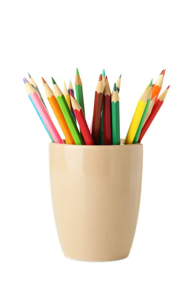 Színes ceruzák csészében — Stock Fotó