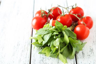 domates ve fesleğen yaprağı