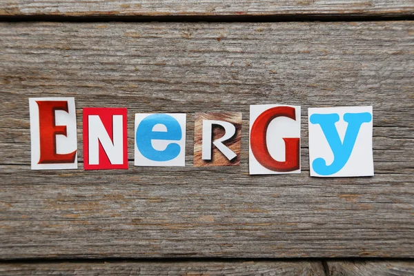 The word energy in cut out magazine letters — Stock Photo, Image