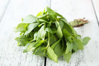 fesleğen yapraklarını beyaz