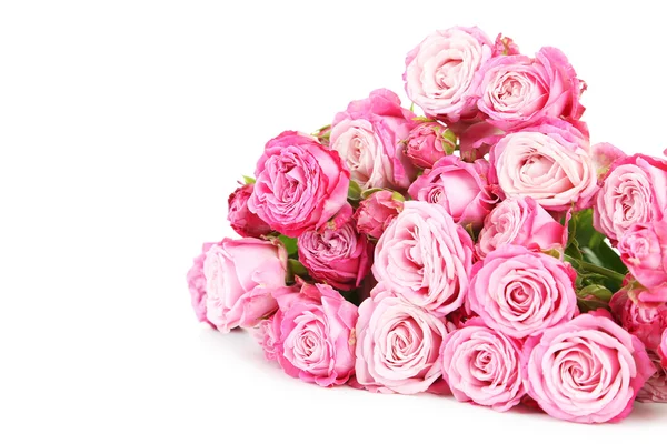 Beautiful pink roses with gift box — Stock Photo, Image