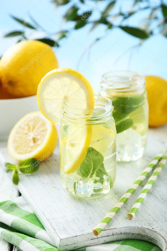 Fresh lemonades with lemons