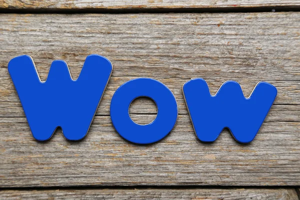 Wow word made of colorful magnets — Stock Photo, Image