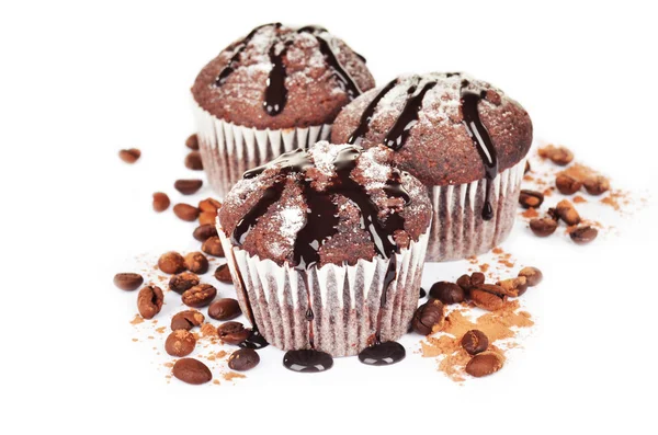 Tasty cupcakes with chocolate — Stock Photo, Image