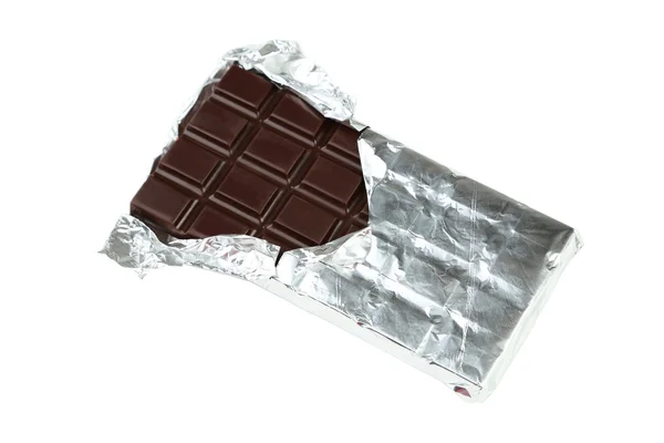 Dark chocolate bar in foil — Stock Photo, Image