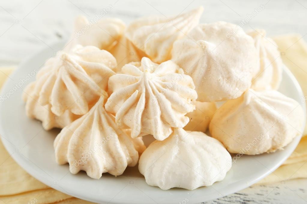 French meringue cookies on plate