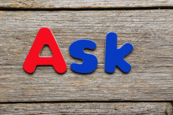 Ask word made of colorful magnets — Stock Photo, Image