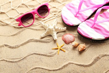 Kabukları ile plaj aksesuarları