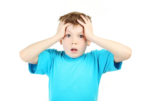 Retrato de niño hermoso aislado en blanco — Foto de Stock