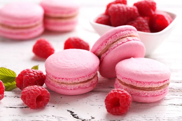 Lezzetli ahududu macaroons — Stok fotoğraf