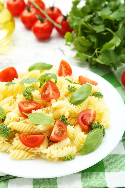 Delicious pasta on plate — Stock Photo, Image