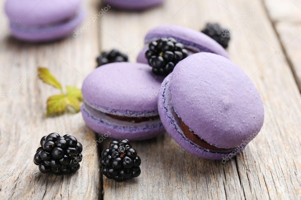 Tasty purple macaroons with blackberries Stock Photo by ©5seconds 79101398