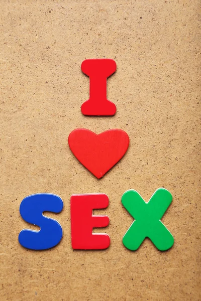 Amo il sesso parola fatta di magneti colorati — Foto Stock