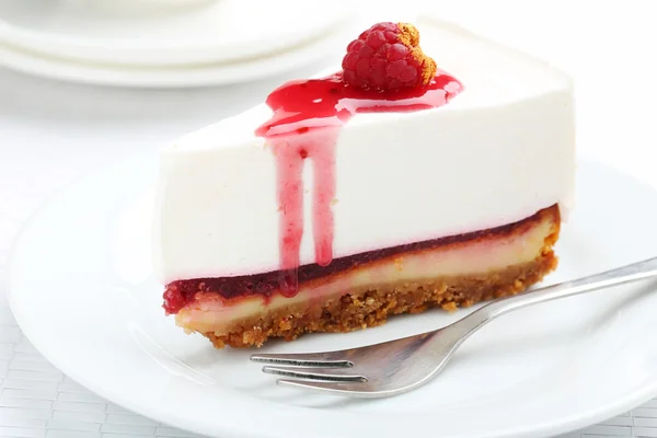 Verse frambozen cheesecake — Stockfoto