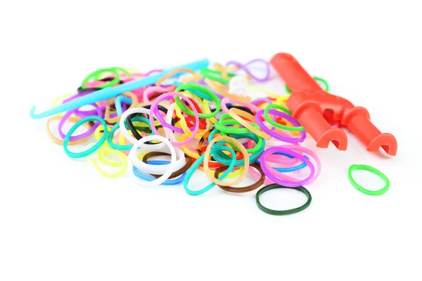 Colorful rubbers on white background — Stock Photo, Image