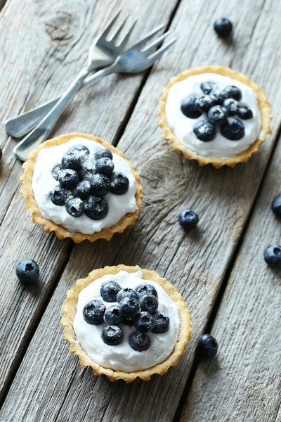 Tartes de sobremesa com mirtilos — Fotografia de Stock