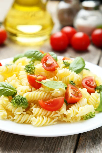 Delicious pasta on plate — Stock Photo, Image