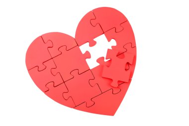 Kırmızı puzzle kalp