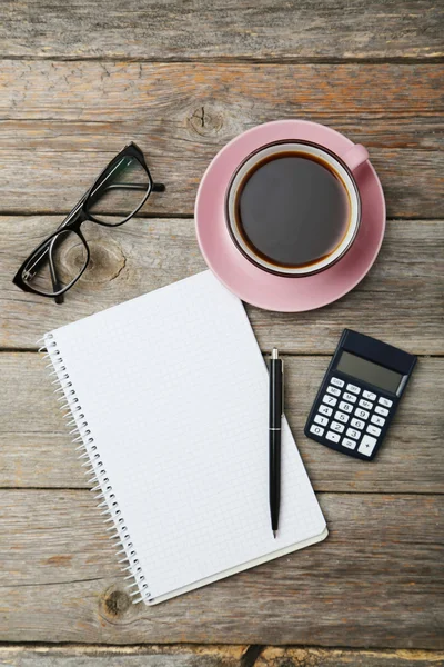 Koffie en office supplies — Stockfoto