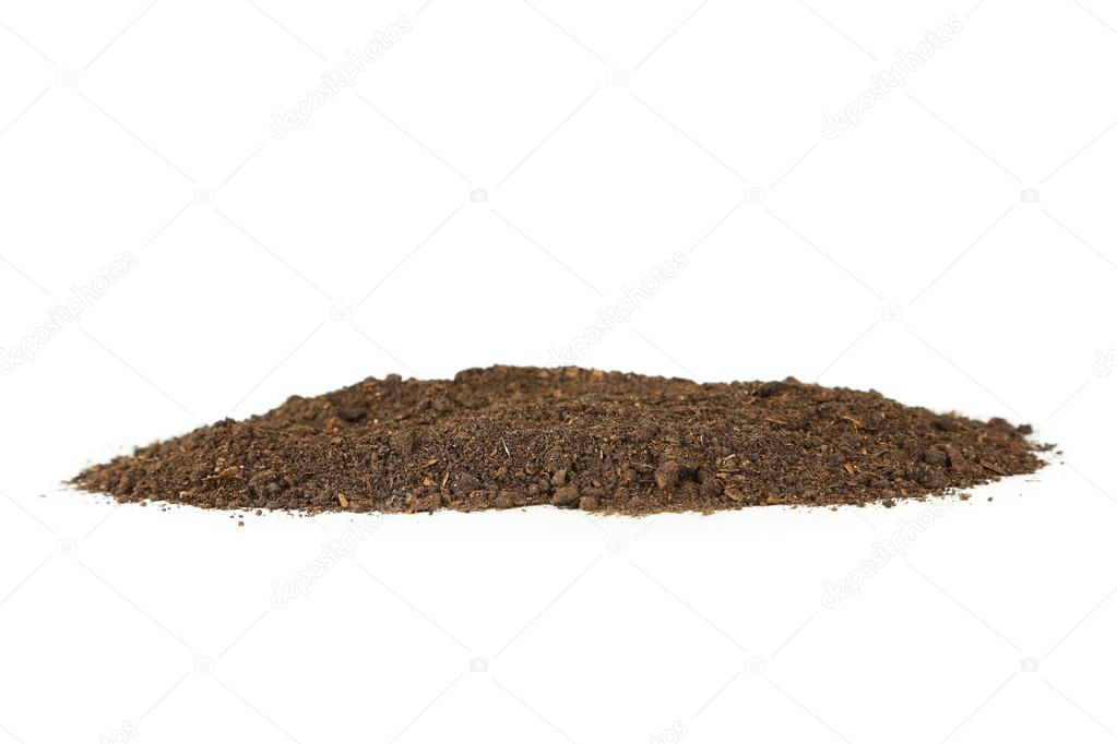Pile of soil on white background