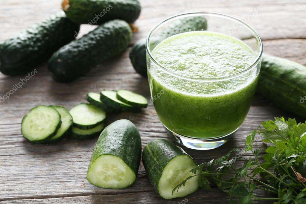 Glass of fresh cucumber juice